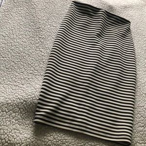 Striped black/ white above the knee pencil skirt
